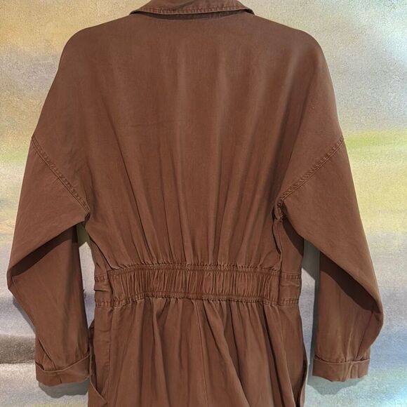 Zara Women's Utility Long Sleeve Belted Boiler Suit Romper Brown Small - Picture 5 of 6